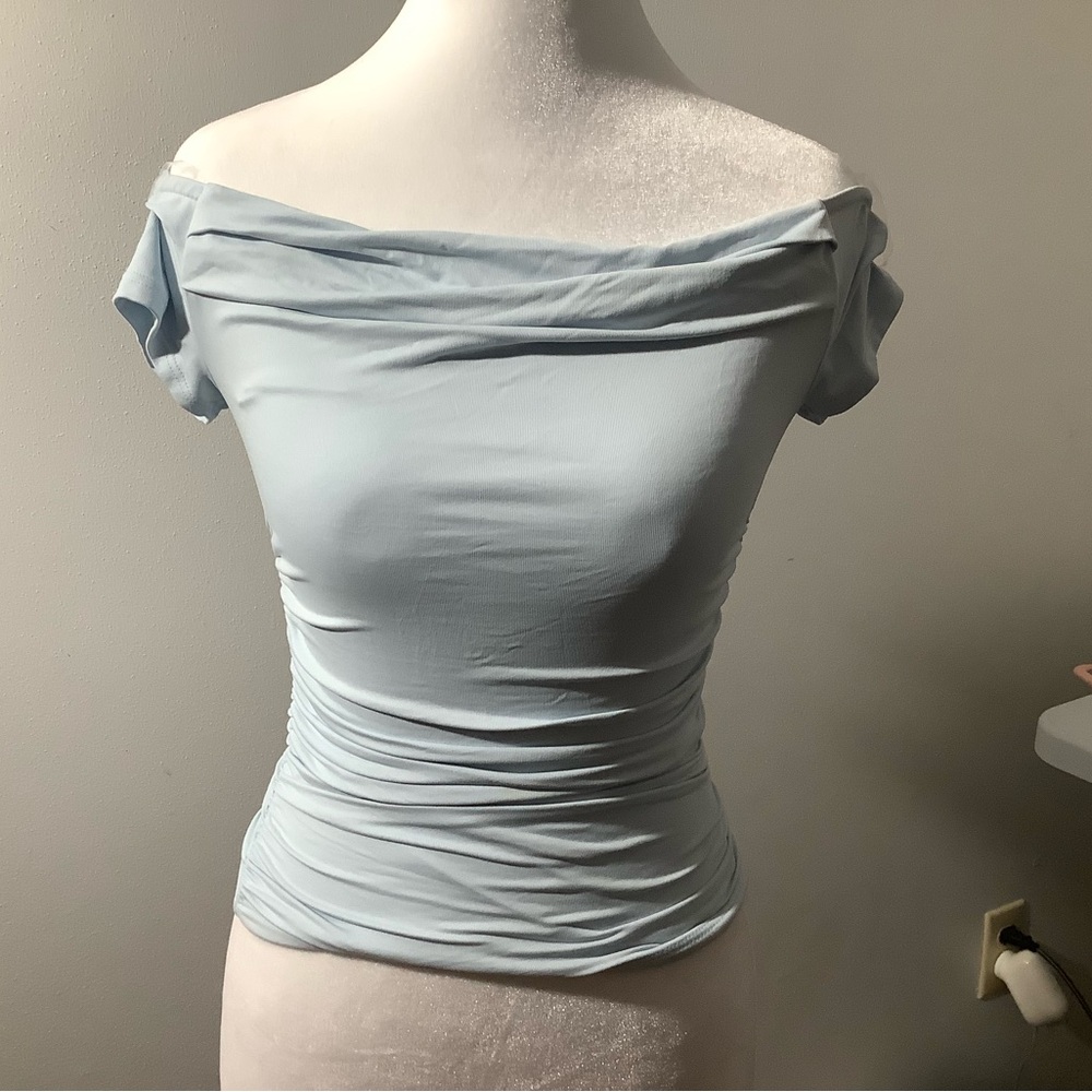 Light Blue Off-Shoulder Women's Top